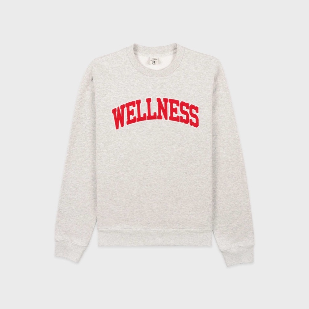 Sporty & Rich | Wellness Ivy Boucle Crewneck - Heather Gray/Sports Red